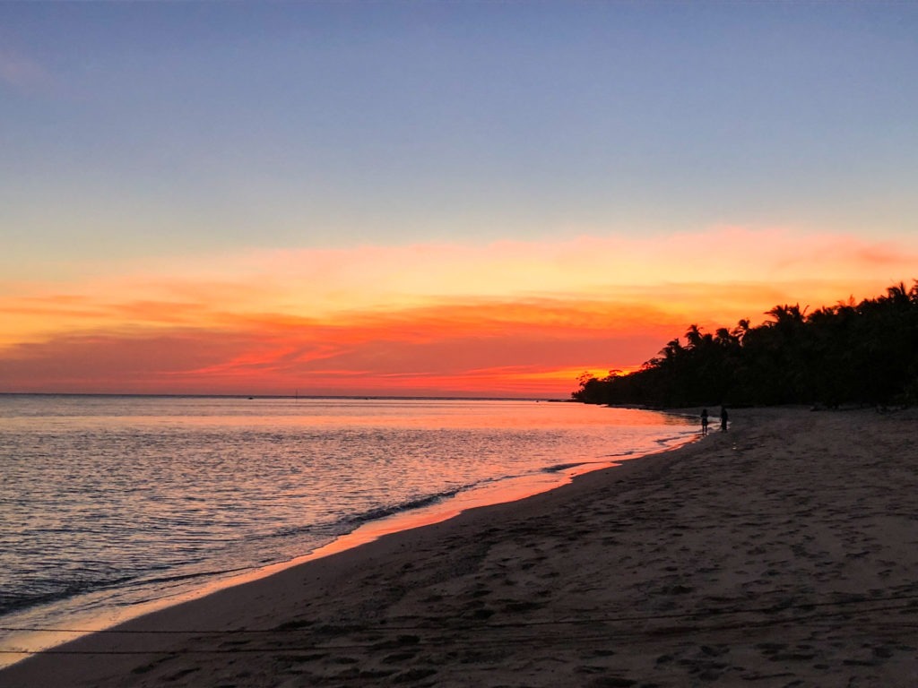 Beautiful sunset on Pandan Island, Philippines