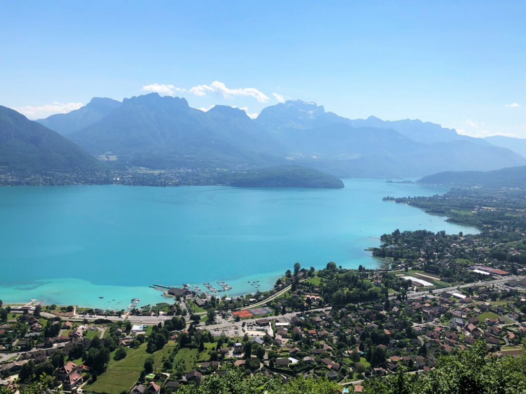 Views to Annecy lake from Mont Sevrier